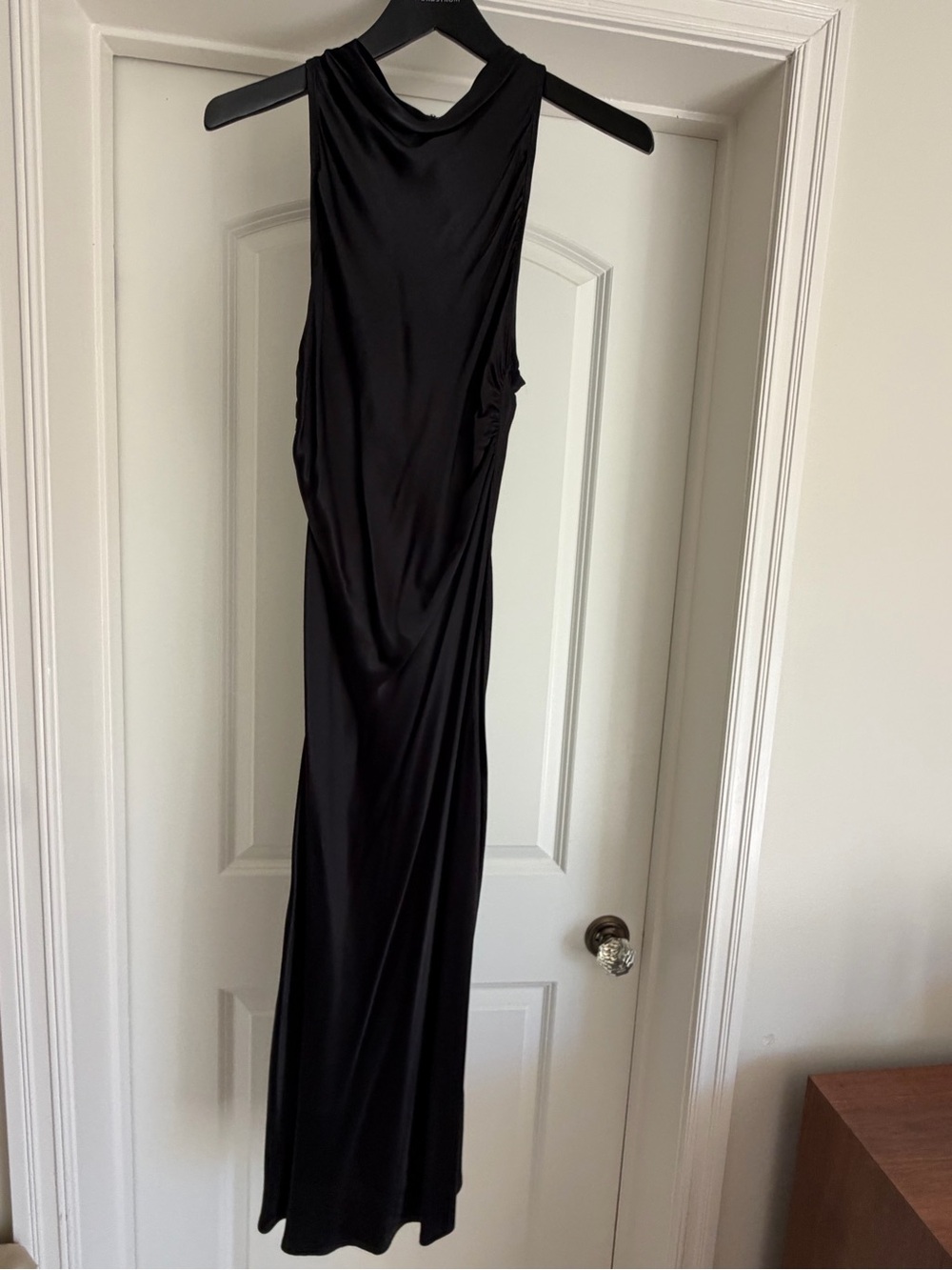 Anthropologie a size M - Satin Halter Neck Black Slip Dress